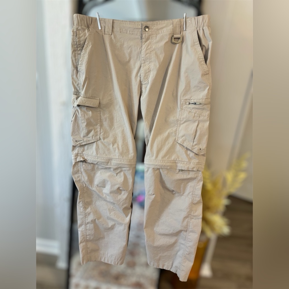 CQR Men's Convertible Quick Dry Cargo Pants in Beige Size 40W 30L